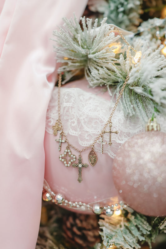 Lexie Cross Charm Necklace - Burnished Gold