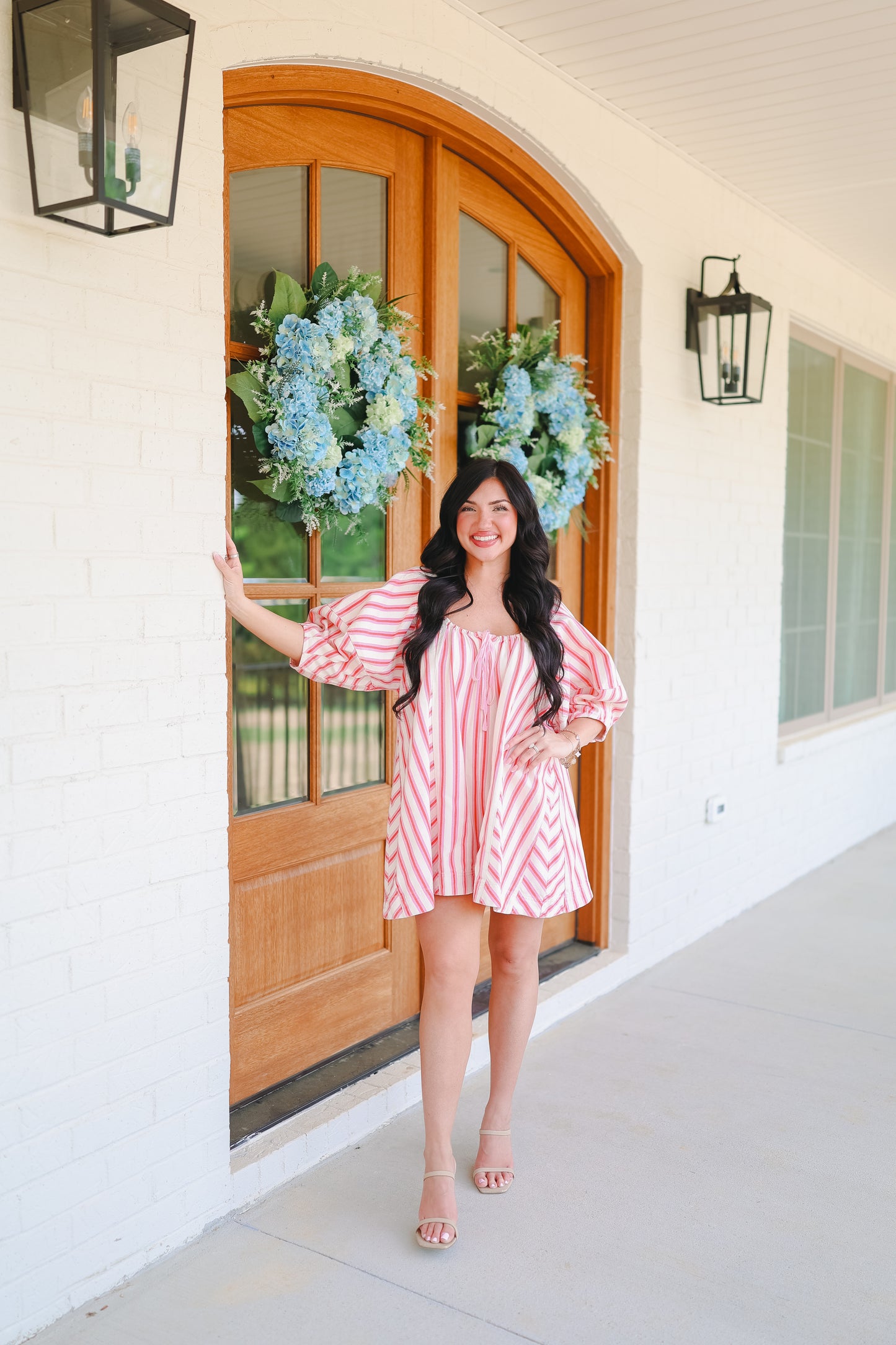 Richelle Multi Stripe Twill Denim Bubble Romper - Pink