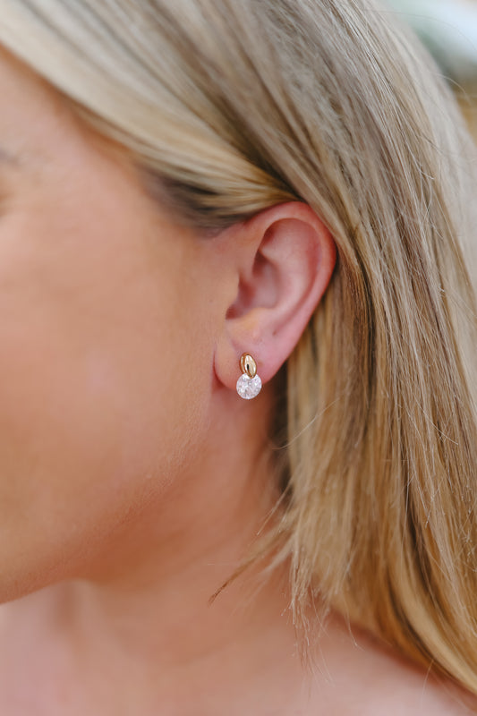 Gracilynn Crystal Stud Earrings - Gold