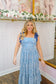 Briana Embroidered Strap Eyelet Midi Dress - Blue