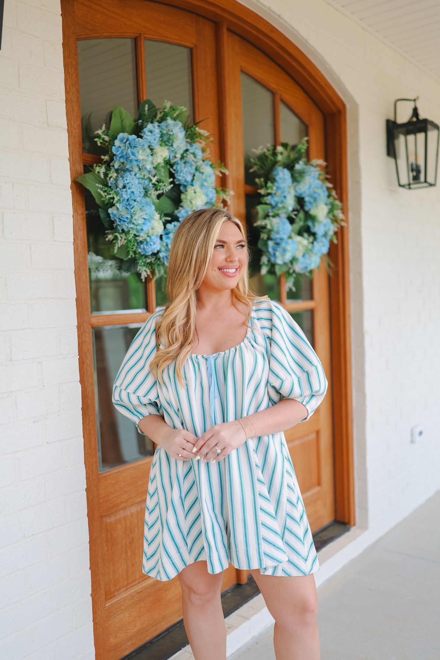 Richelle Multi Stripe Twill Denim Bubble Romper - Blue