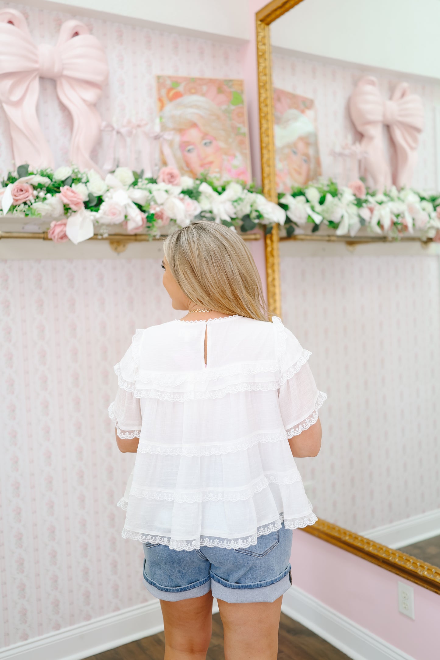 Demi Tiered Lace Ruffle Top - Ivory