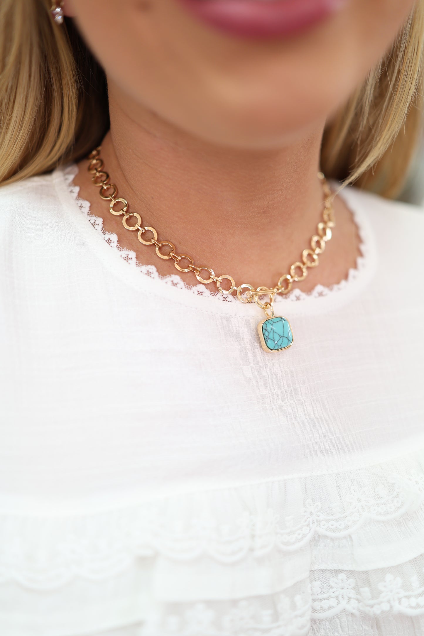 August Toggle Statement Necklace - Turquoise