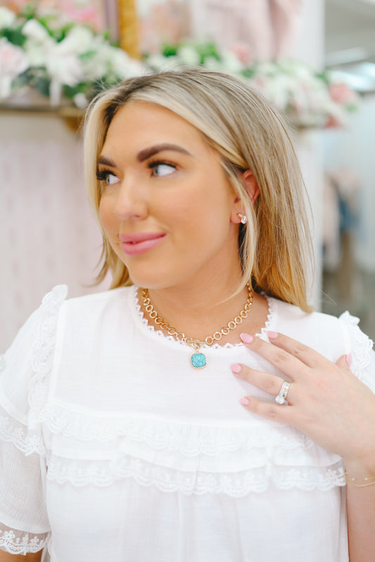 August Toggle Statement Necklace - Turquoise
