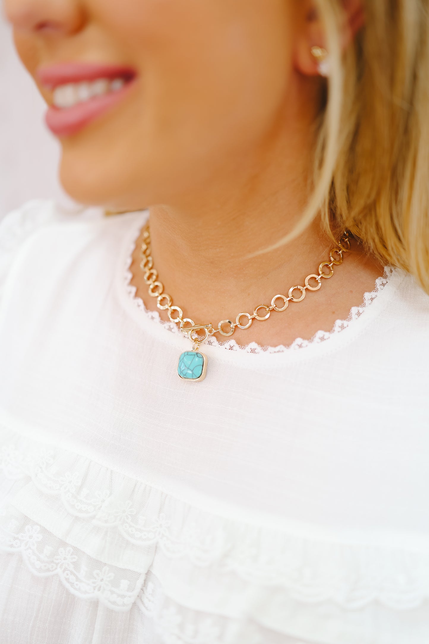 August Toggle Statement Necklace - Turquoise