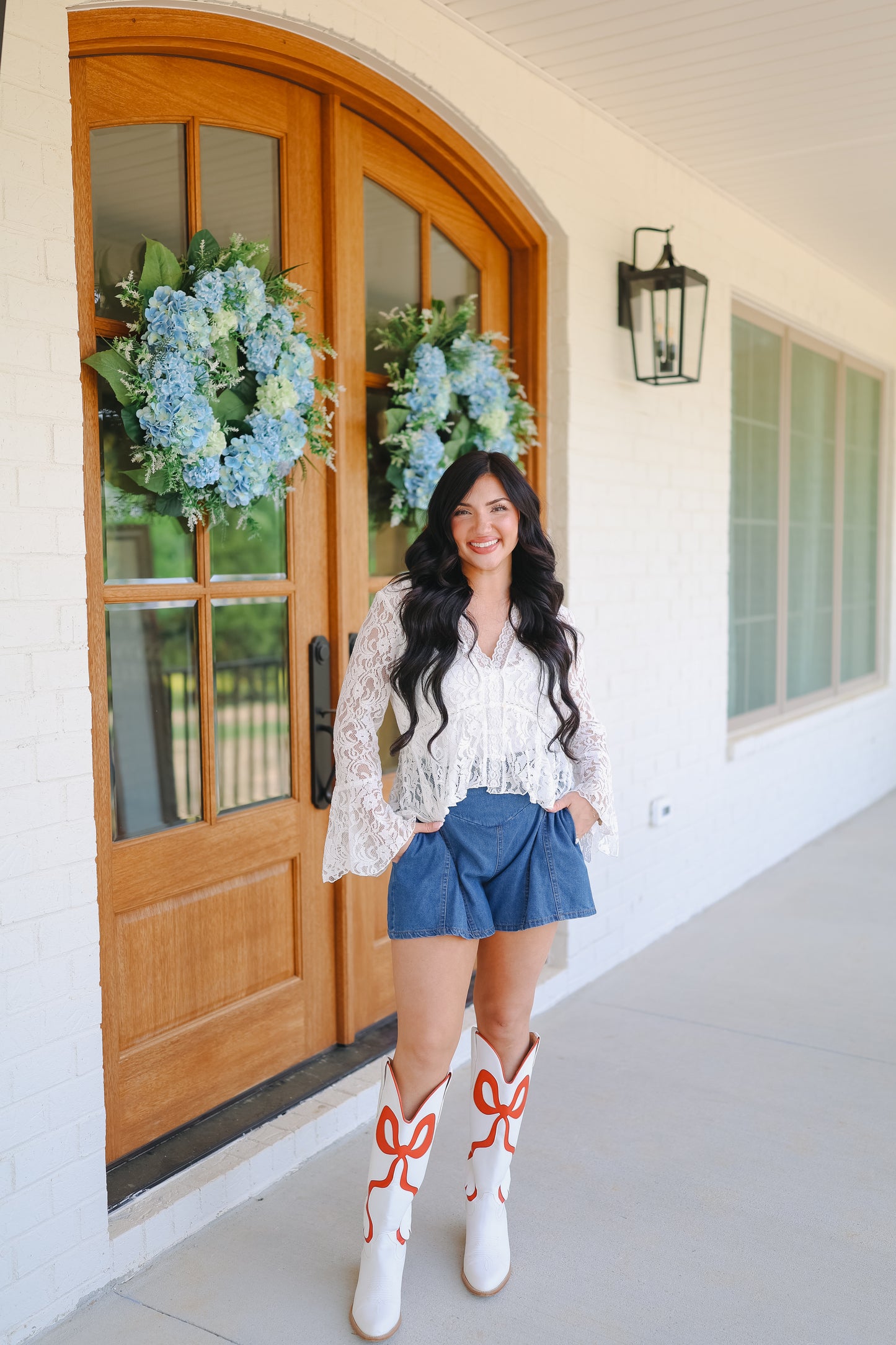 Rae Lace V-Neck Button Up Blouse - Ivory