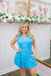 Zoey Zip-Up Shirred Waist Dress - Blue