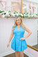 Zoey Zip-Up Shirred Waist Dress - Blue