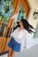 Rae Lace V-Neck Button Up Blouse - Ivory