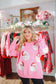 Santa Sequin Sweatshirt - Pink