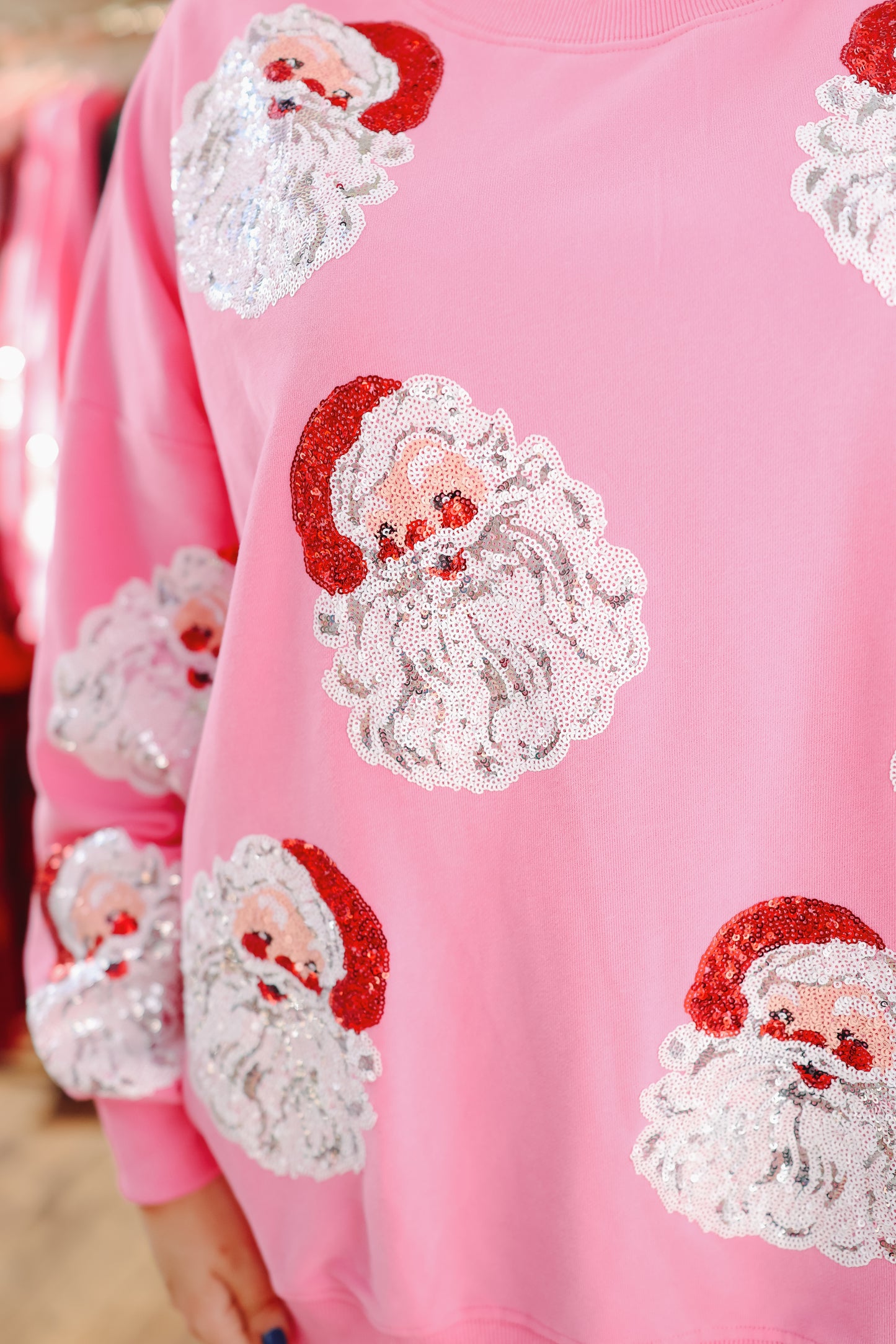 Santa Sequin Sweatshirt - Pink