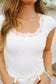 Lissa Scoop Neck Lace Top - Off White/Black
