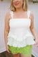 Nina Polka Dot Smocking Ruffle Top - Cream