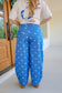 Kalida Polka Dot Wide Leg Jeans - Royal Blue