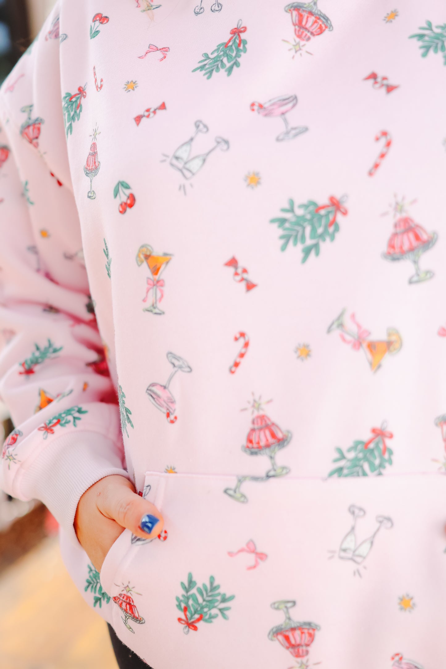 Champagne Toast Holiday Hoodie - Pink