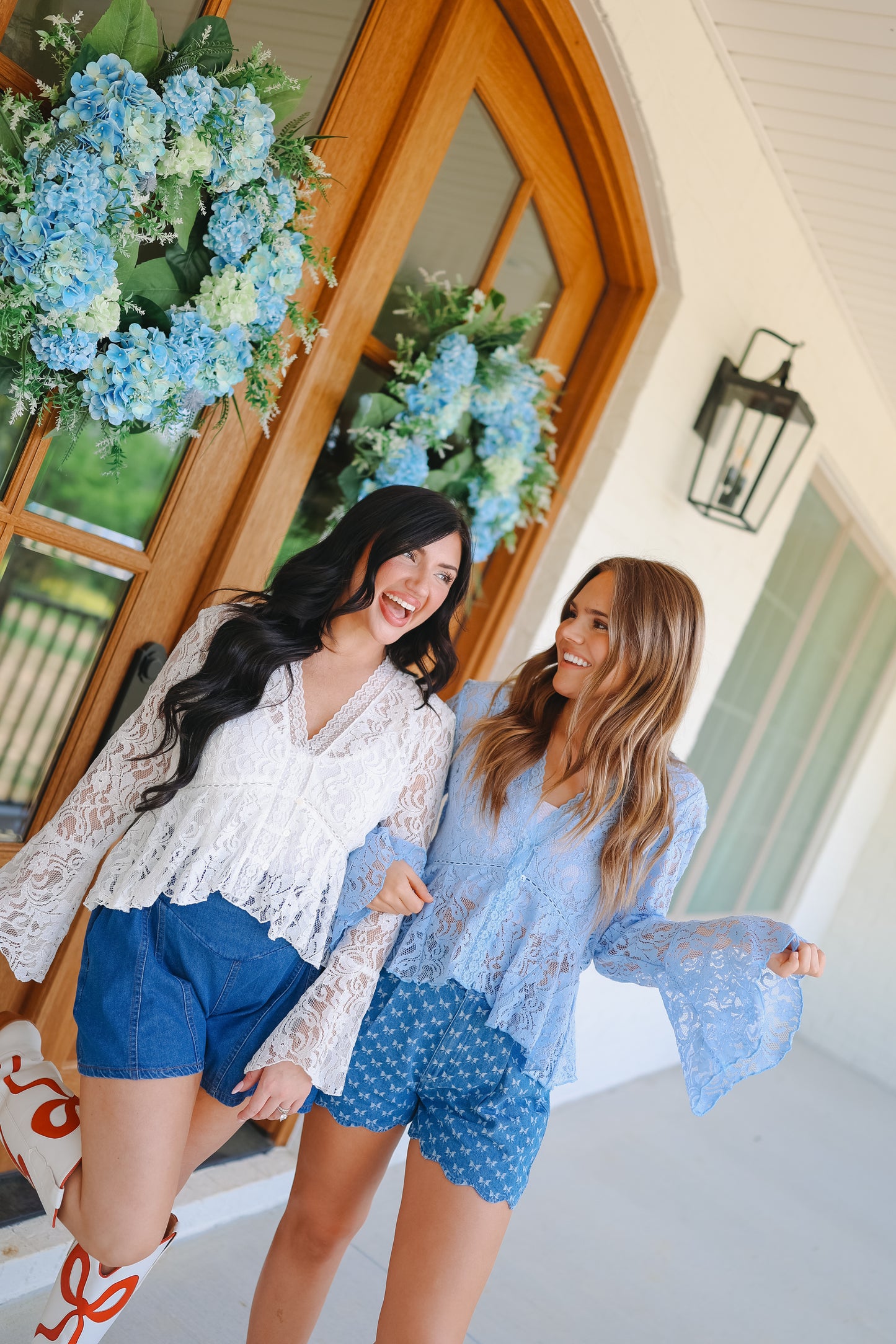Rae Lace V-Neck Button Up Blouse - Ivory