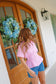 Garner Smocked Striped Dolman Sleeve Top - Pink