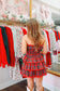 Christmas Toast Plaid Lace Mini Romper Dress - Red Multi