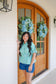 Garner Smocked Striped Dolman Sleeve Top - Green