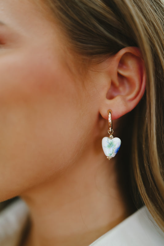 Andy Ceramic Porcelain Drop Earrings - Gold