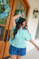 Garner Smocked Striped Dolman Sleeve Top - Green