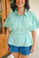Garner Smocked Striped Dolman Sleeve Top - Green
