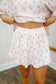 Mya Vintage Floral Waffle Knit Ruffle Lounge Set - Pink