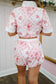 Hope Vintage Collared Shorts Set - Pink
