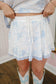 Jennifer Toile Lace Trim Skort Set - Blue