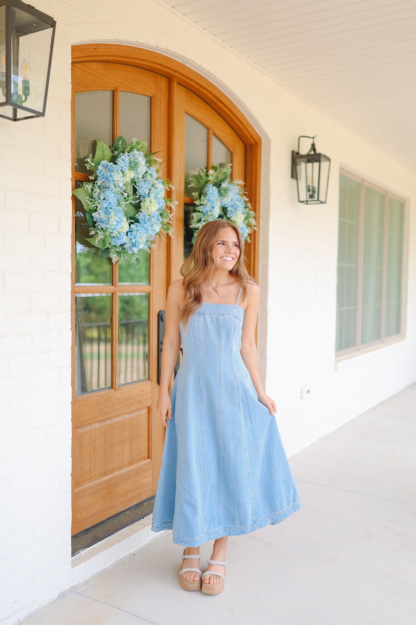 Alyce Denim Midi Dress - Light Wash