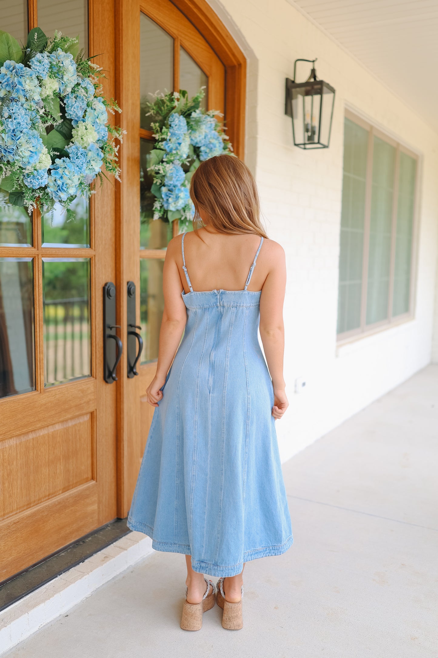 Alyce Denim Midi Dress - Light Wash