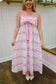 Phoebe Patchwork Floral Bow Midi Dress - Pink