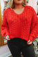Sylvia V-Neck Popcorn Sweater - Red