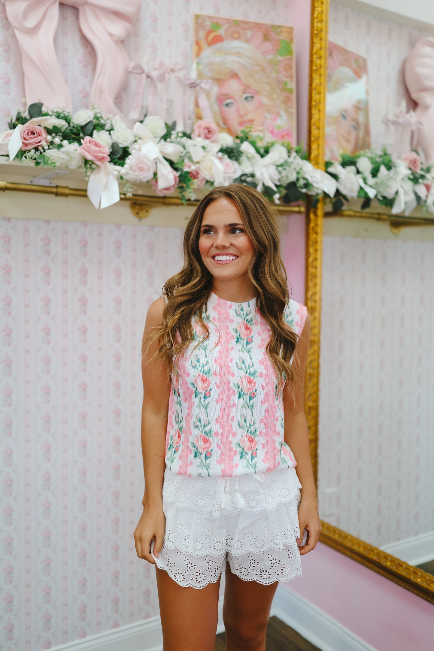 PREORDER: Rosie Floral Knit Top - Pink