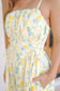 Antonia Citrus Lace-Up Smocked Romper - Lemon