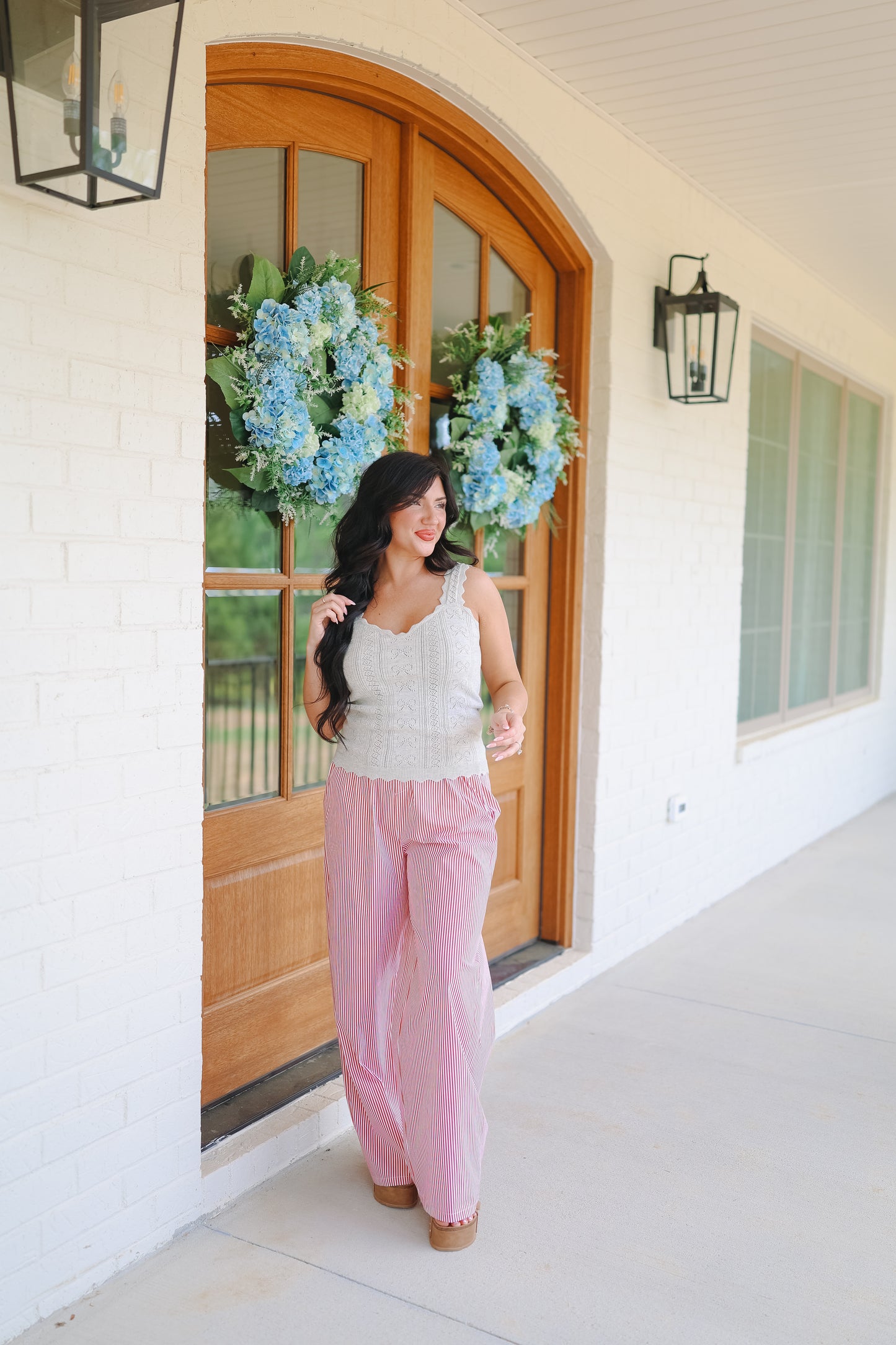 Breezy Stripe Pants - Red