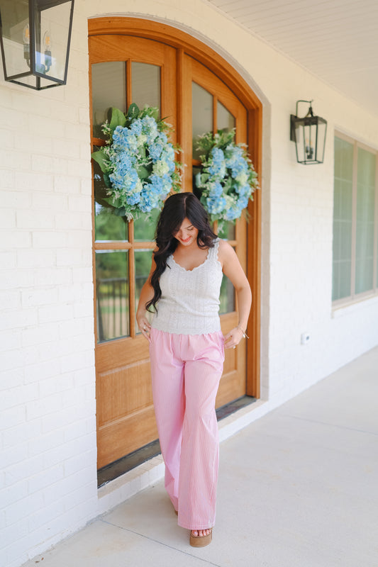 Breezy Stripe Pants - Red