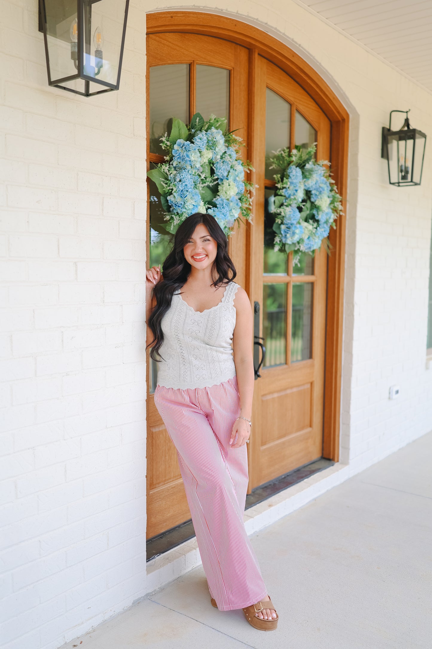 Breezy Stripe Pants - Red