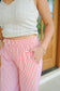Breezy Stripe Pants - Red