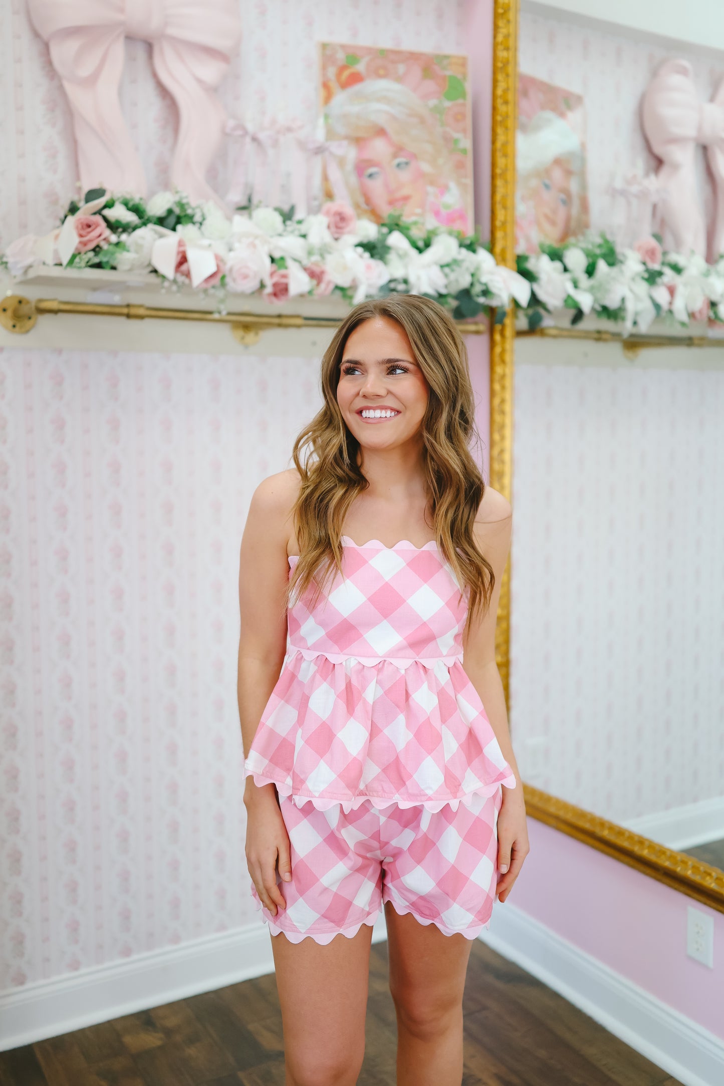 Trinity Gingham Tank - Pink