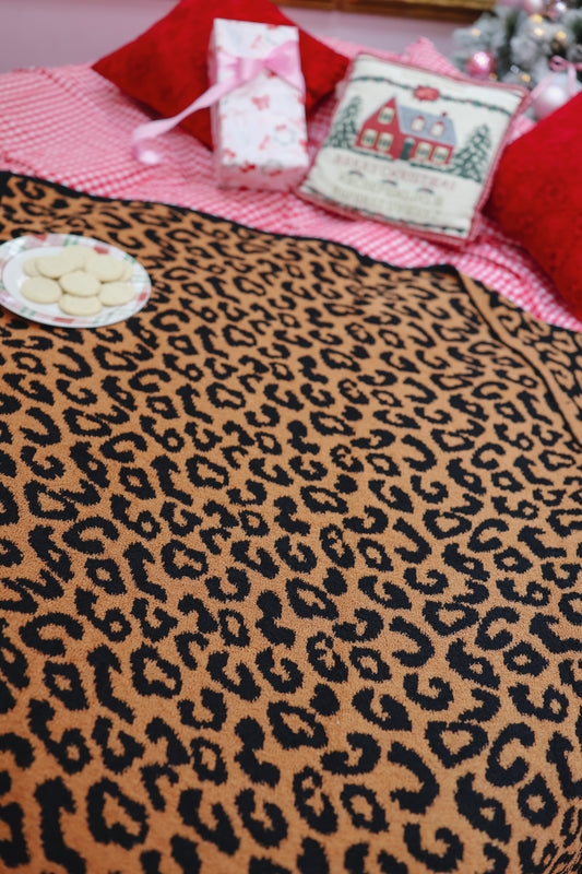 Leopard Print Luxury Soft Throw Blanket - Black