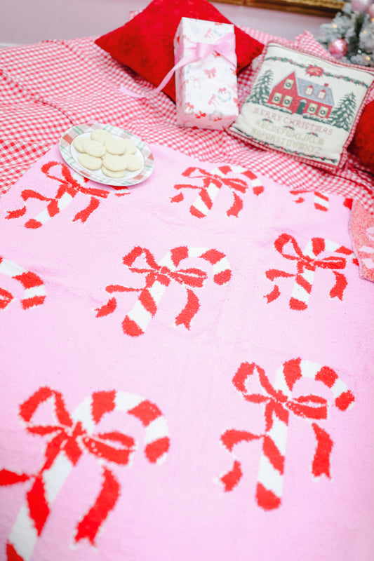 Cuddle Up Sherpa Blanket - Candy Canes