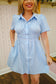 Larkin Gingham Button Down Smocked Dress - Blue