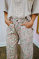 Vera Vintage Floral Print Elastic Waist Barrel Jeans - Pink