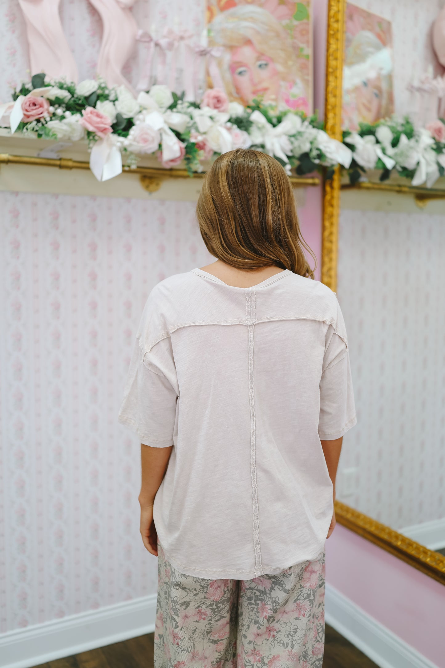 Monica Bow Eyelet Top - Sand
