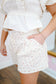 Chrissa Ditsy Floral Twill Pleated Denim Shorts - Cream