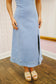 Stella Side Slit Denim Midi Dress - Light Wash