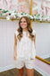 Priscilla Pleated Floral Lace Trim Top - Ivory