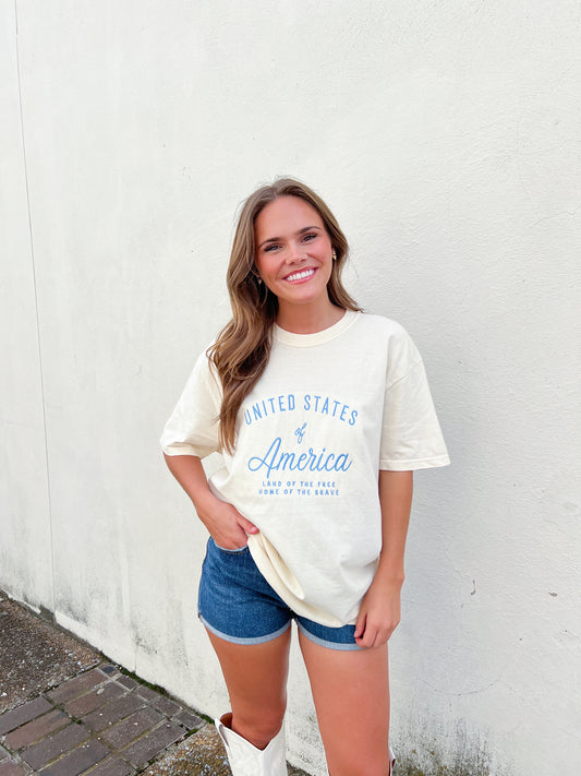 CUSTOM ORDER: United States Tee or Sweatshirt- Cream