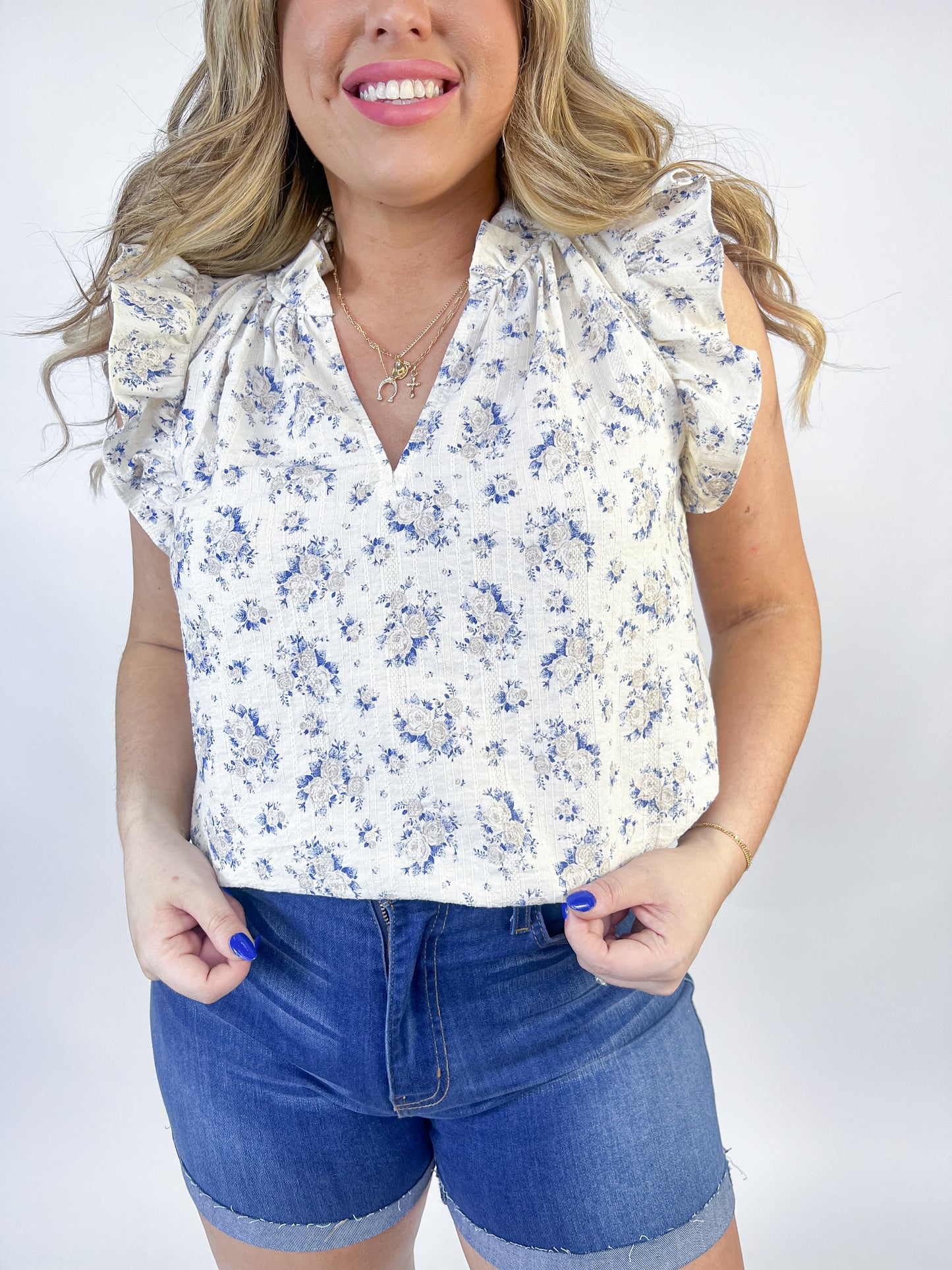 Darcy Top- Taupe Blue